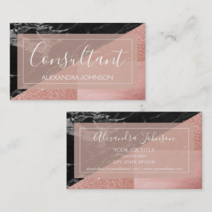 Rose Gold Foil   Blush Pink and Black Consultant Business Card