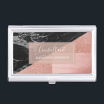 Rose Gold Foil | Blush Pink and Black Consultant Business Card Holder<br><div class="desc">Blush Pink - Rose Gold Foil and Black Marble Geometric Consultant Minimalist Business Card Holder with white hand lettered typography for the monogram. The Rose Gold Foil Glitter and Sparkle Business Card Holder is perfect for any profession. If you need the profession or name text does not fit your needs,...</div>