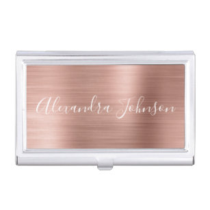 Rose Gold Foil | Blush Pink Foil Modern Business Card Holder