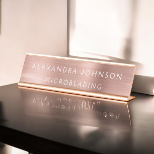 Rose Gold Foil Blush Pink Foil Modern Desk Name Plate