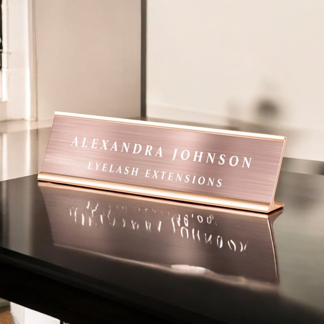 Rose Gold Foil | Blush Pink Foil Modern Desk Name Plate (Creator Uploaded)