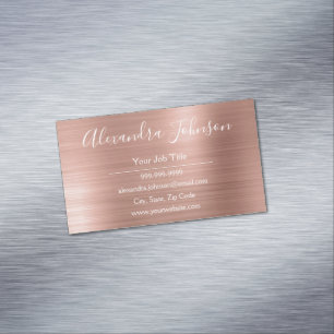 Rose Gold Foil   Blush Pink Foil Modern Magnetic Business Card