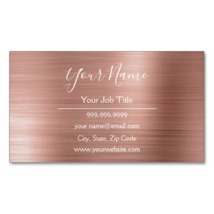 Rose Gold Foil   Blush Pink Foil Modern Magnetic Business Card