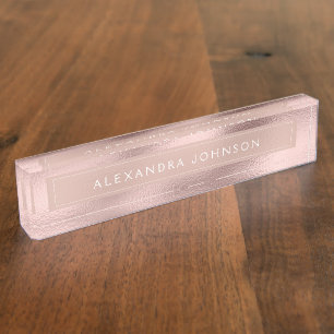 Rose Gold Foil   Blush Pink Foil Modern Nameplate
