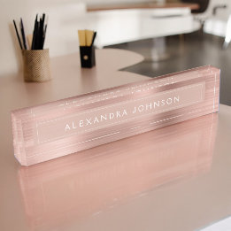 Rose Gold Foil | Blush Pink Foil Modern Nameplate