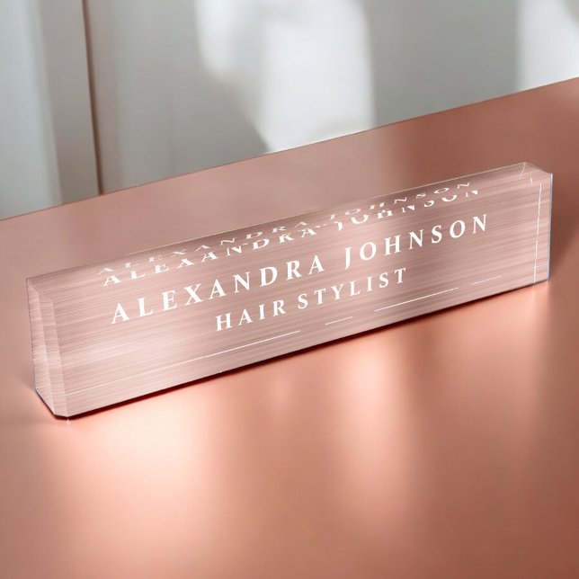 Rose Gold Foil | Blush Pink Foil Modern Nameplate (Creator Uploaded)
