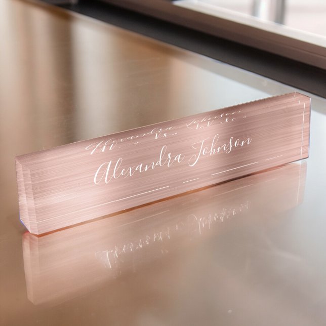 Rose Gold Foil | Blush Pink Foil Modern Nameplate (Creator Uploaded)