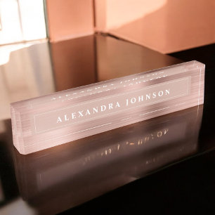 Rose Gold Foil   Blush Pink Foil Modern Nameplate