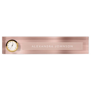 Rose Gold Foil Blush Pink Foil Modern Nameplate