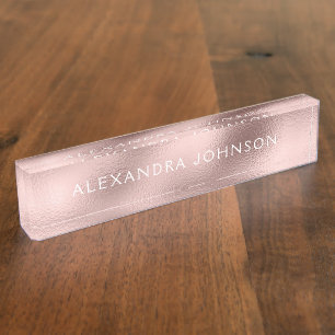 Rose Gold Foil   Blush Pink Foil Modern Nameplate