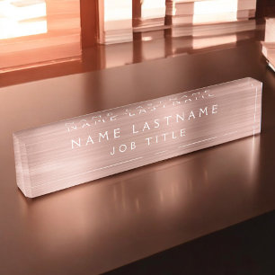 Rose Gold Foil   Blush Pink Professional Modern Nameplate