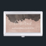 Rose Gold Foil | Blush Pink Watercolor Modern Business Card Holder<br><div class="desc">Blush Pink - Rose Gold and Black Watercolor Trendy Consultant Minimalist Business Card Holder with white hand lettered elegant typography for the monogram. The Rose Gold and Black Watercolor Business Card Holder can be customised for any profession. If the profession or name text does not fit your needs, please contact...</div>