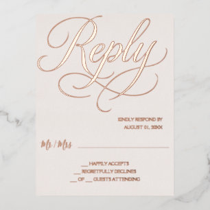 Rose Gold Foil Blush RSVP Card