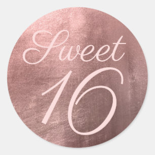 Rose Gold Foil Blush Sweet Sixteen Classic Round Sticker