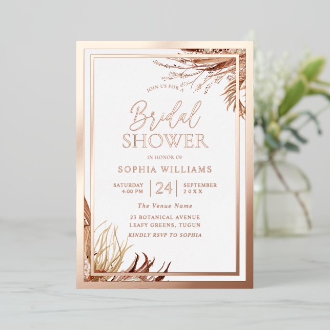 Rose Gold Foil Bohemian Boho Bridal Shower  (Standing Front)