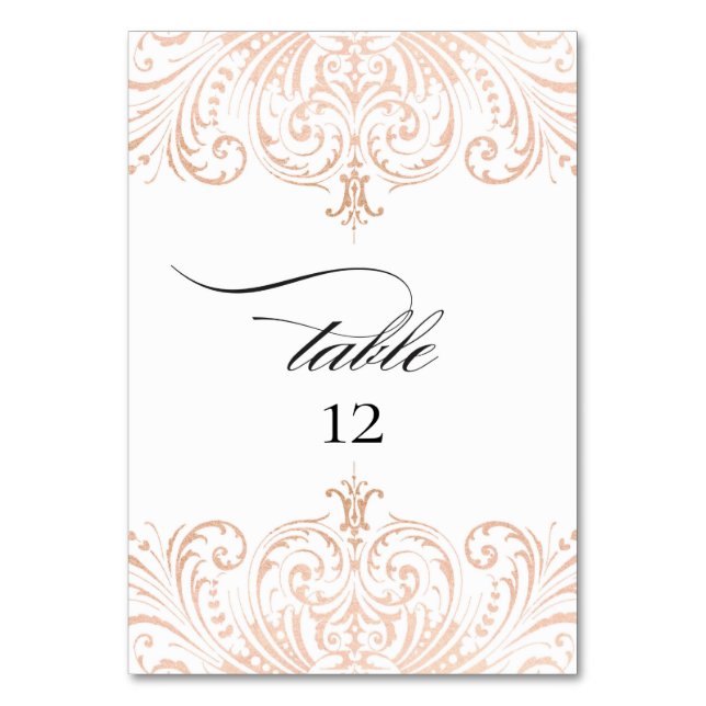 Rose Gold Foil Boho Chic Table Number Wedding (Front)
