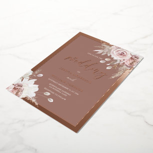 Rose Gold Foil Border Blush Floral Clay Wedding