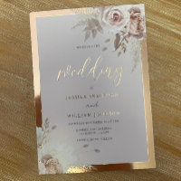 Rose Gold Foil Border Blush Floral Wedding