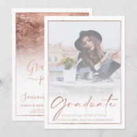 Rose gold foil border calligraphy photo graduation