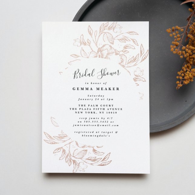 Rose Gold Foil Botanical Bridal Shower Invite (Creator Uploaded)
