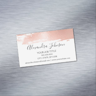 Rose Gold Foil Brush Stroke Modern and Elegant Magnetic Business Card