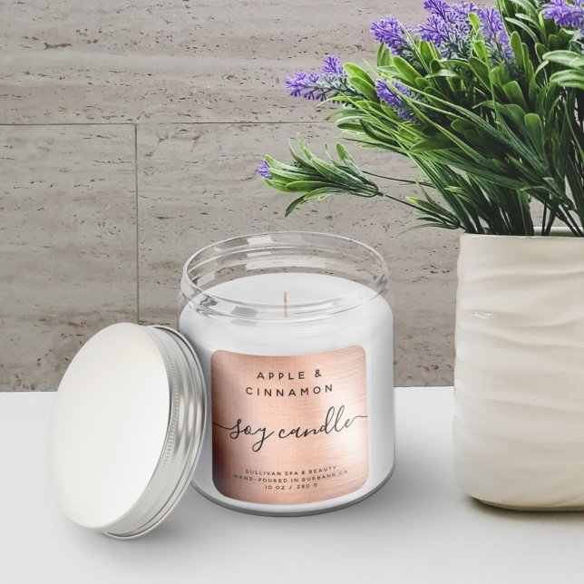 Rose Gold Foil Brushed Metal Soy Candle Label (Creator Uploaded)