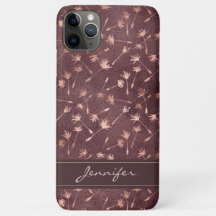 Rose Gold Foil - Burgundy Pattern - Add Your Name iPhone 11 Pro Max Case
