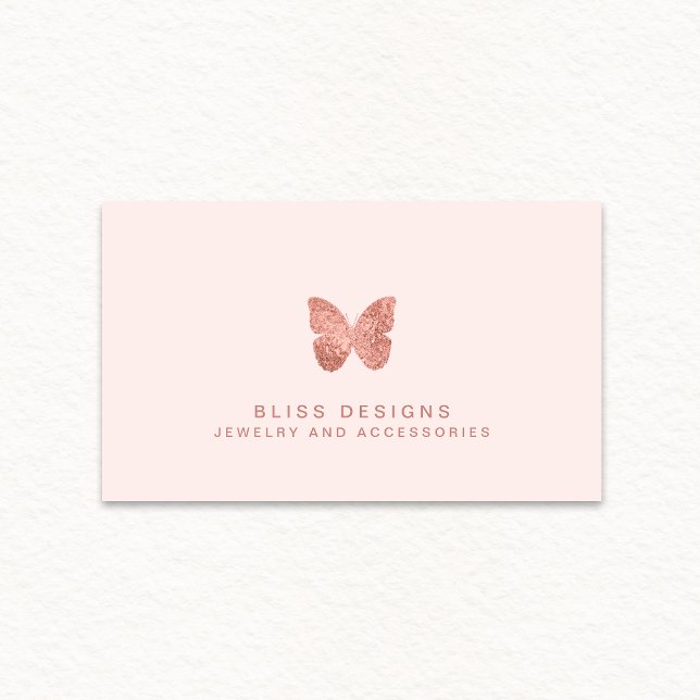 Rose Gold Foil Butterfly Elegant Blush Pink Business Card (Creator Uploaded)