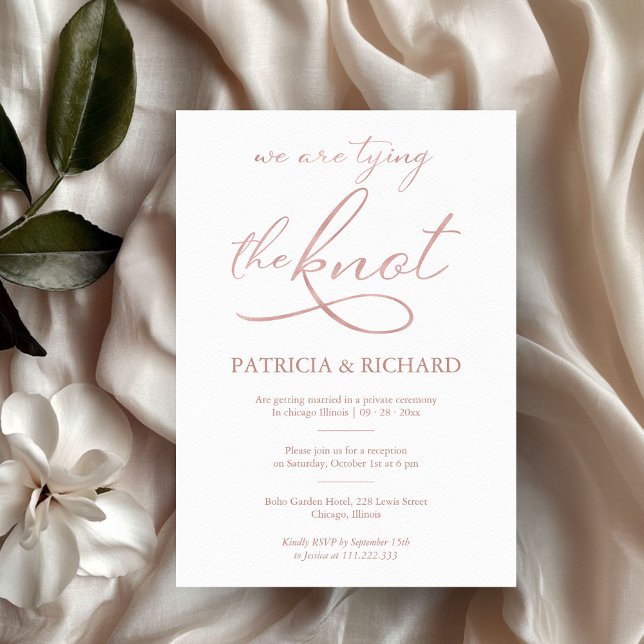 Rose Gold Foil Calligraphy Elopement Wedding Invitation (Creator Uploaded)