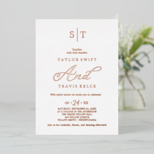 Rose Gold Foil Calligraphy Monogram Wedding