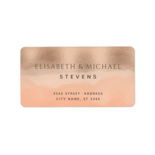 Rose gold foil champagne cantaloupe watercolor lab label