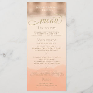 Rose gold foil champagne cantaloupe watercolor menu