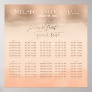 Rose gold foil champagne cantaloupe watercolor poster