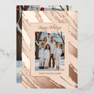 Rose Gold Foil Christmas Card Template Holiday 