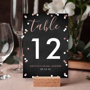 Rose Gold Foil Confetti Bridal Shower Table Number