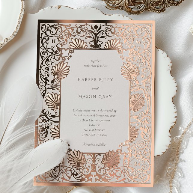 Rose Gold Foil Cream Art Nouveau Wedding (Creator Uploaded)