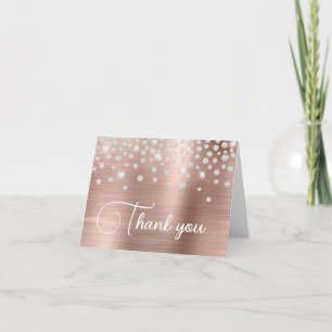 Rose Gold Foil Diamond Confetti 50th Birthday Thank You Card
