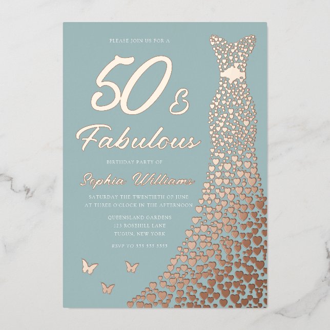 Rose Gold Foil Dress 50 & Fabulous 50th Birthday (Front)