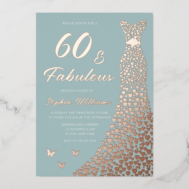 Rose Gold Foil Dress 60 & Fabulous 60th Birthday (Front)