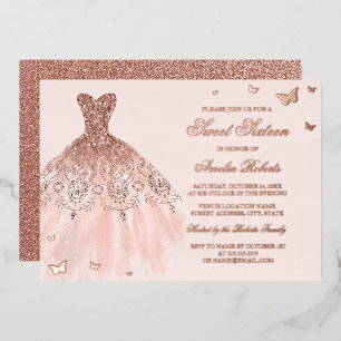 ROSE GOLD FOIL Dress Butterfly Sweet Sixteen 