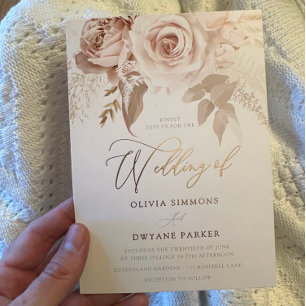 Rose Gold Foil Dusty Pink Blush Floral Wedding