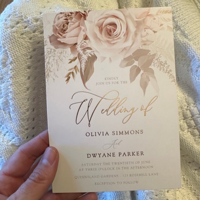 Rose Gold Foil Dusty Pink Blush Floral Wedding (Creator Uploaded)