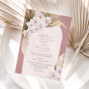 Rose Gold Foil Dusty Rose Pampas Tropical Wedding