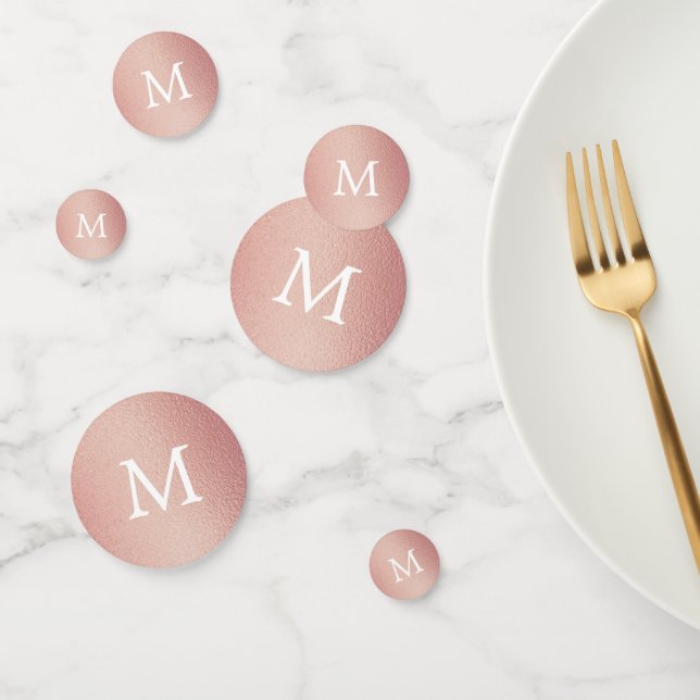 Rose Gold Foil Effect Monogram Wedding Confetti (Group)
