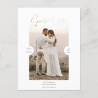 Rose Gold Foil Effect Script Save the Date Card