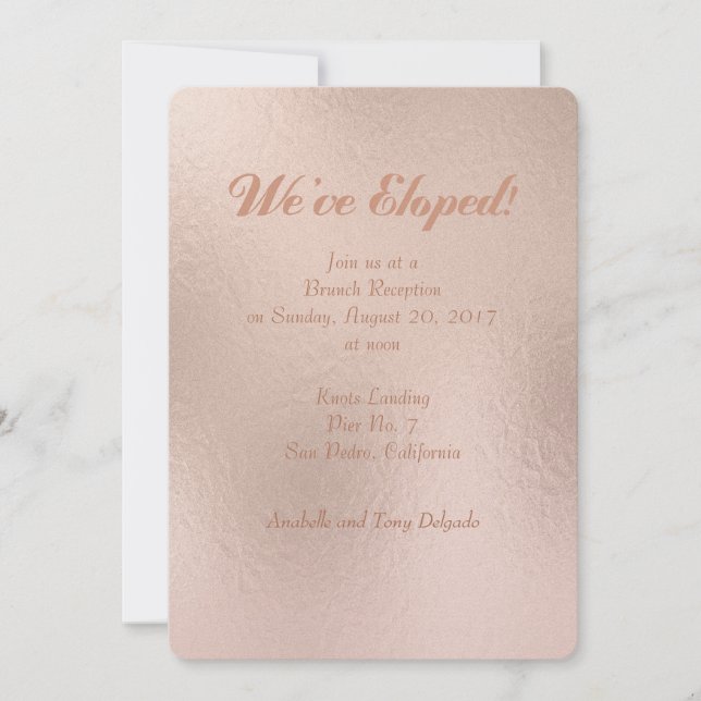 Rose Gold Foil-effect We've Eloped Announcement (Front)