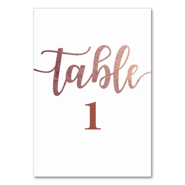 rose gold foil, elegant, glitter, table card (Front)