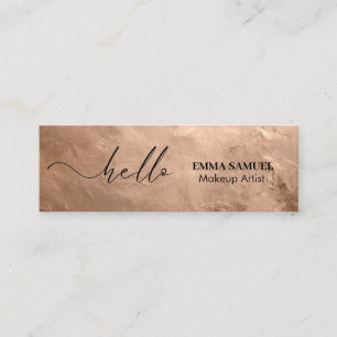 Rose gold Foil Elegant Hello Minimal Calligraphy Mini Business Card