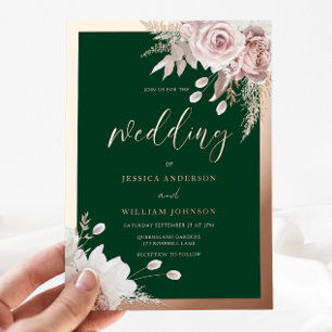 Rose Gold Foil Emerald & Blush Floral Wedding