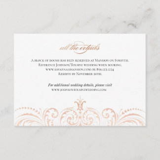 Rose Gold Foil (Faux) Insert Details Wedding Card